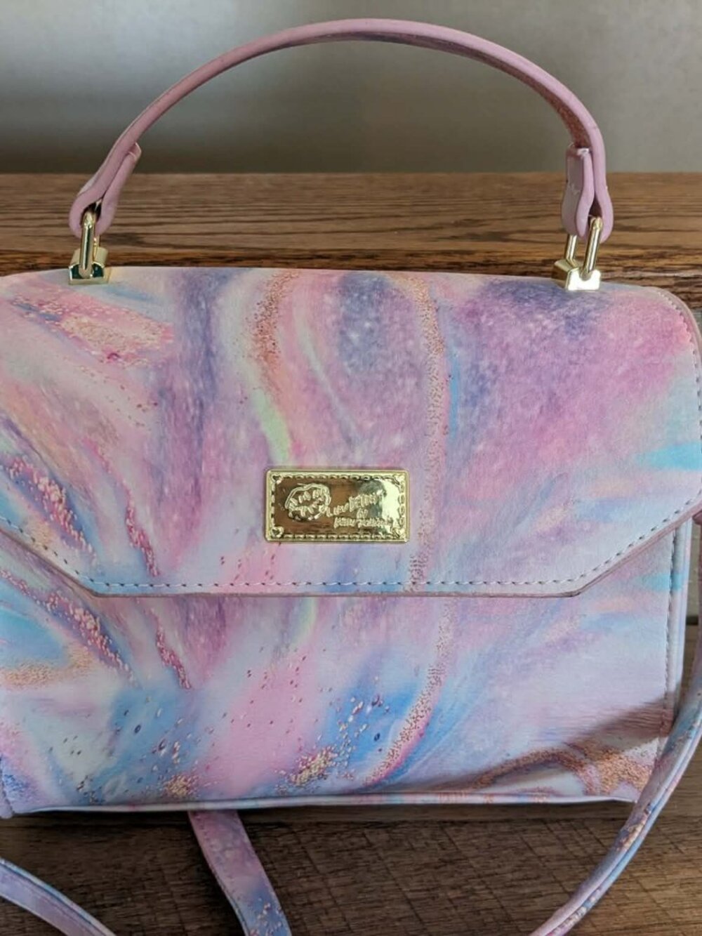 Luv Betsey - Betsey Johnson Purse Pink Blue Marble Galaxy Crossbody - EUC